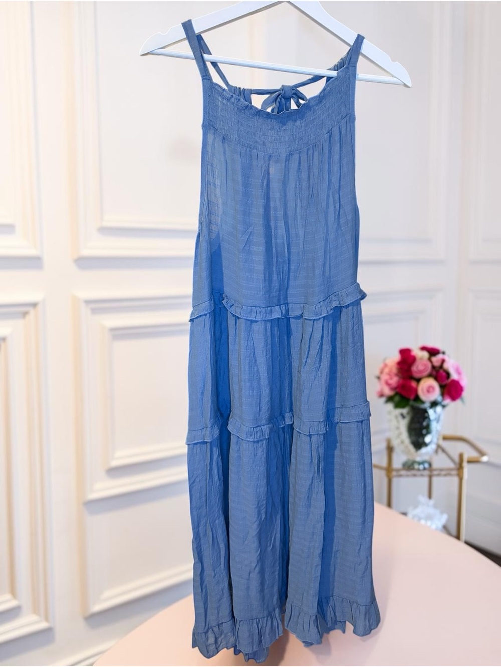 Cupshe Sky Blue Tiered Ruffle Maxi Dress